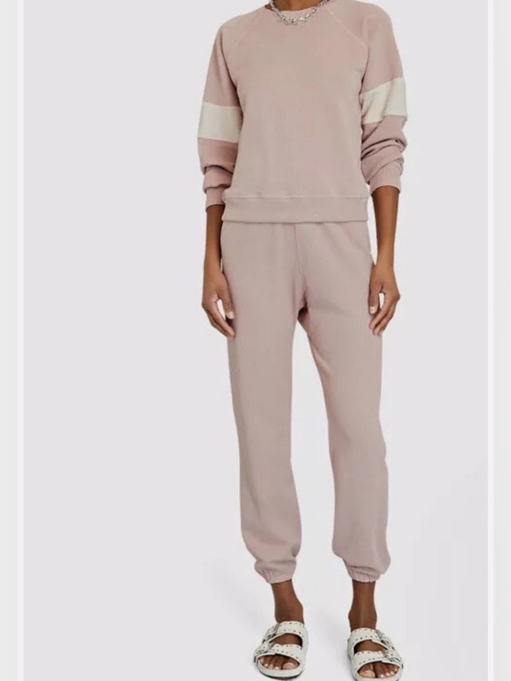 THE GREAT. Shrunken Track Sweatshirt & Sweatpants Set Pink Size 1 aka 4/6